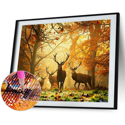 Deer In The Forest - Full Round Drill Diamond Painting 40*30CM