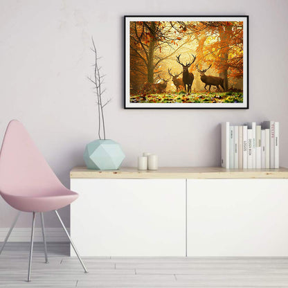 Deer In The Forest - Full Round Drill Diamond Painting 40*30CM