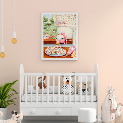 Pink Big White Goose - Full Round Drill Diamond Painting 30*40CM