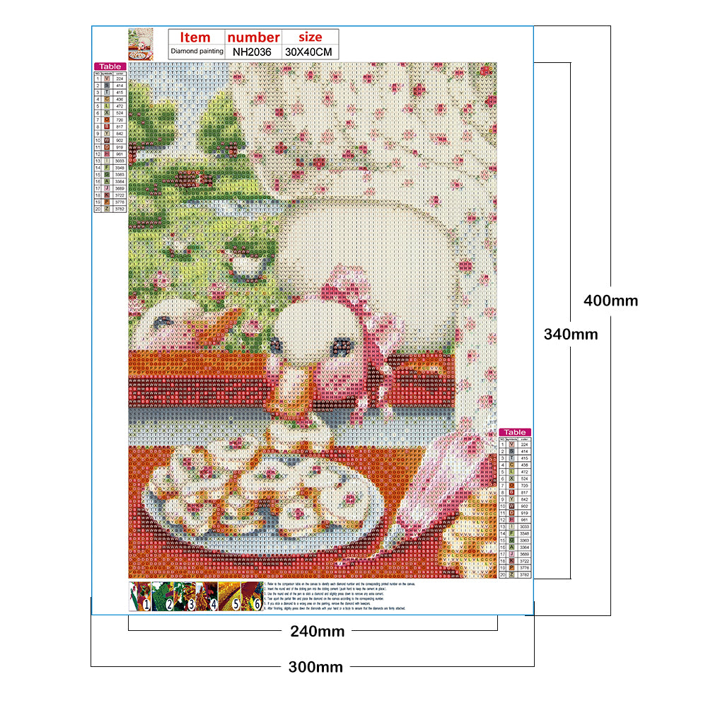 Pink Big White Goose - Full Round Drill Diamond Painting 30*40CM