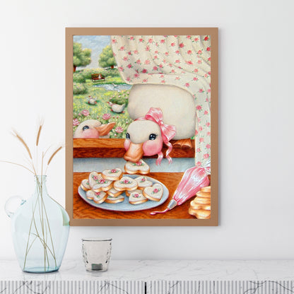 Pink Big White Goose - Full Round Drill Diamond Painting 30*40CM