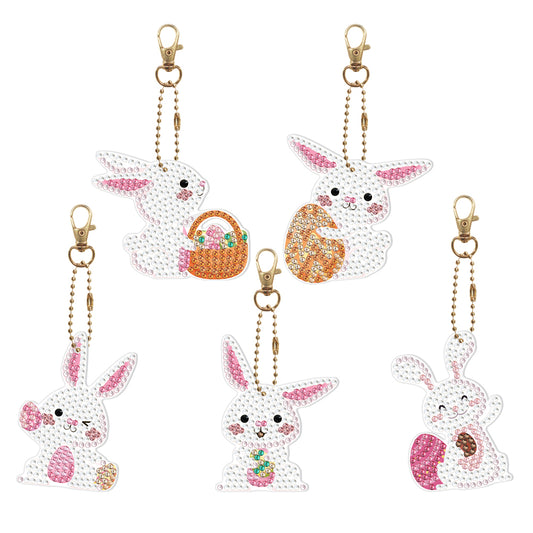 5D Diamond Painting Keyring Kits DIY Cartoon Animal Keychain Bag Pendant