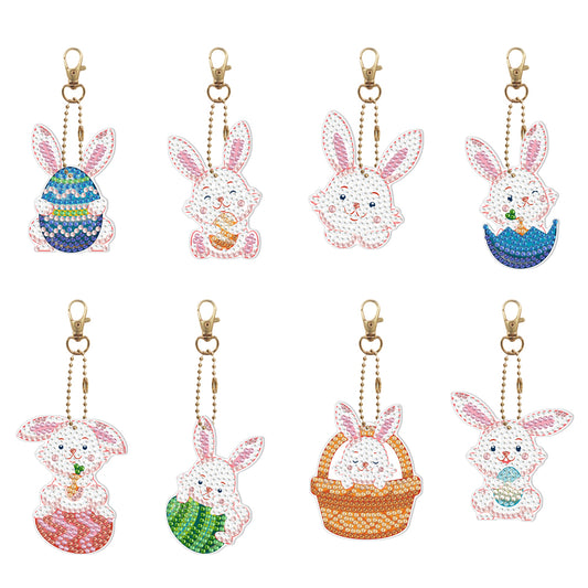 5D Diamond Painting Keyring Kits DIY Cartoon Animal Keychain Bag Pendant