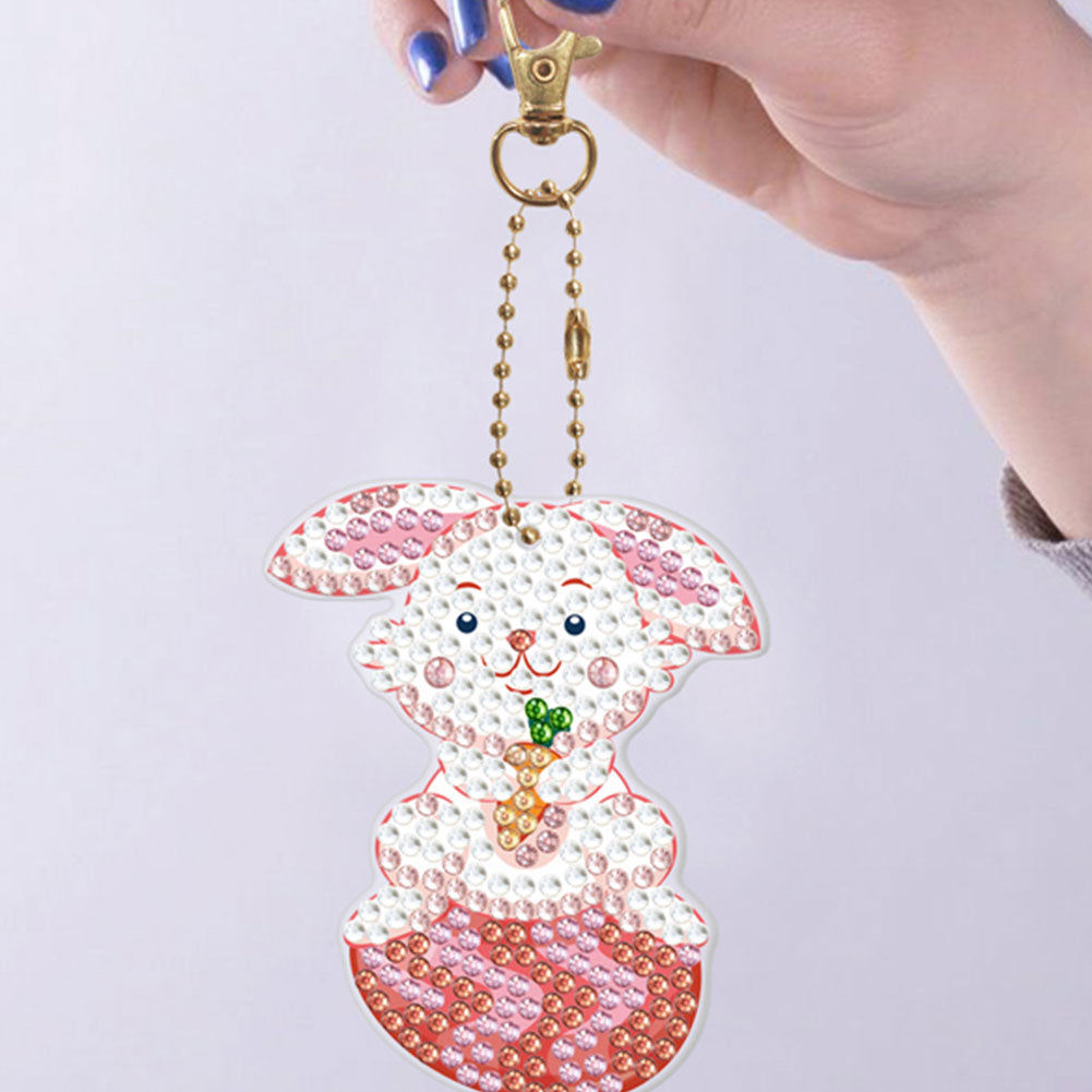 5D Diamond Painting Keyring Kits DIY Cartoon Animal Keychain Bag Pendant