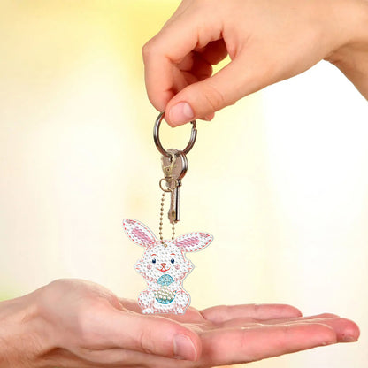 5D Diamond Painting Keyring Kits DIY Cartoon Animal Keychain Bag Pendant