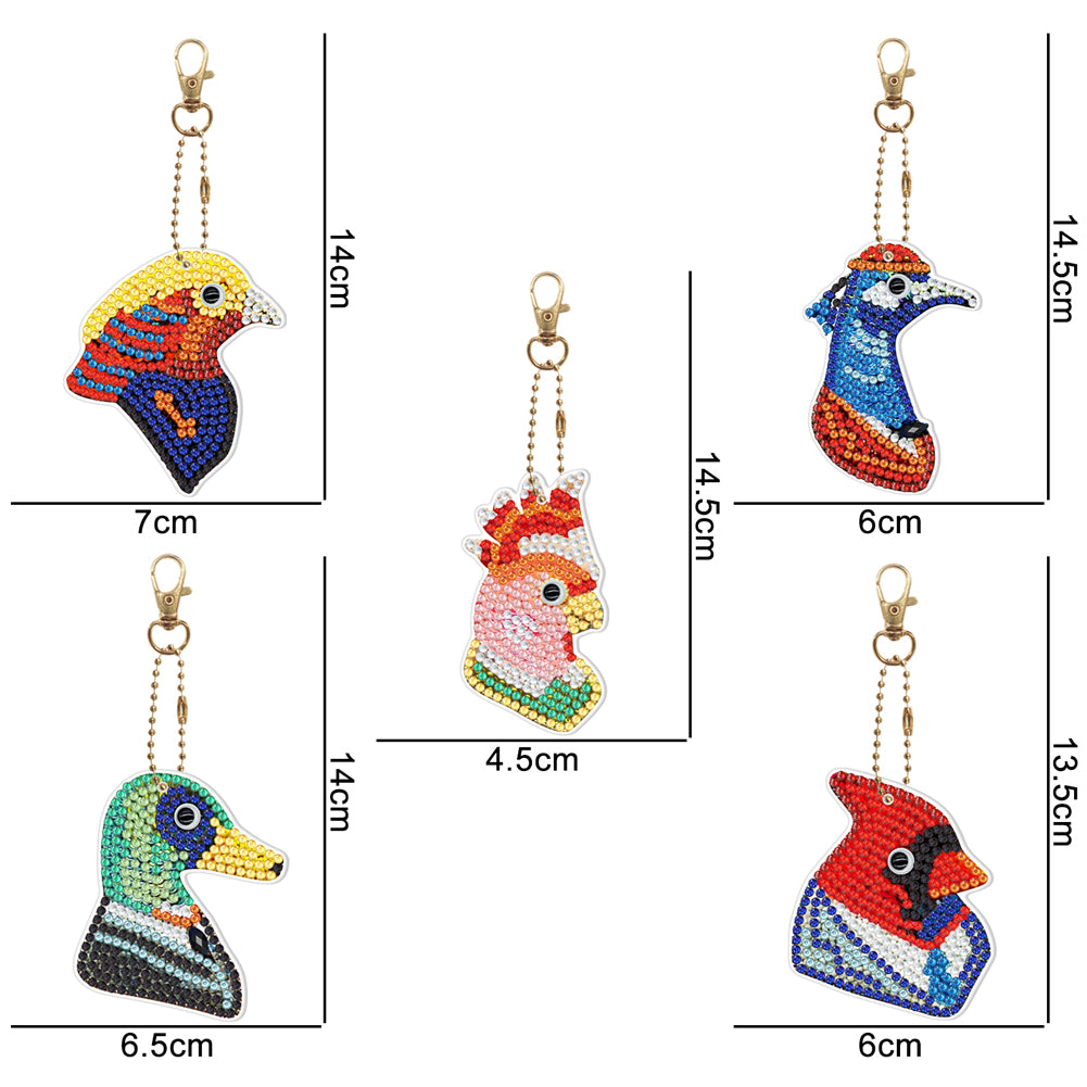 5D Diamond Painting Keyring Kits DIY Cartoon Animal Keychain Bag Pendant