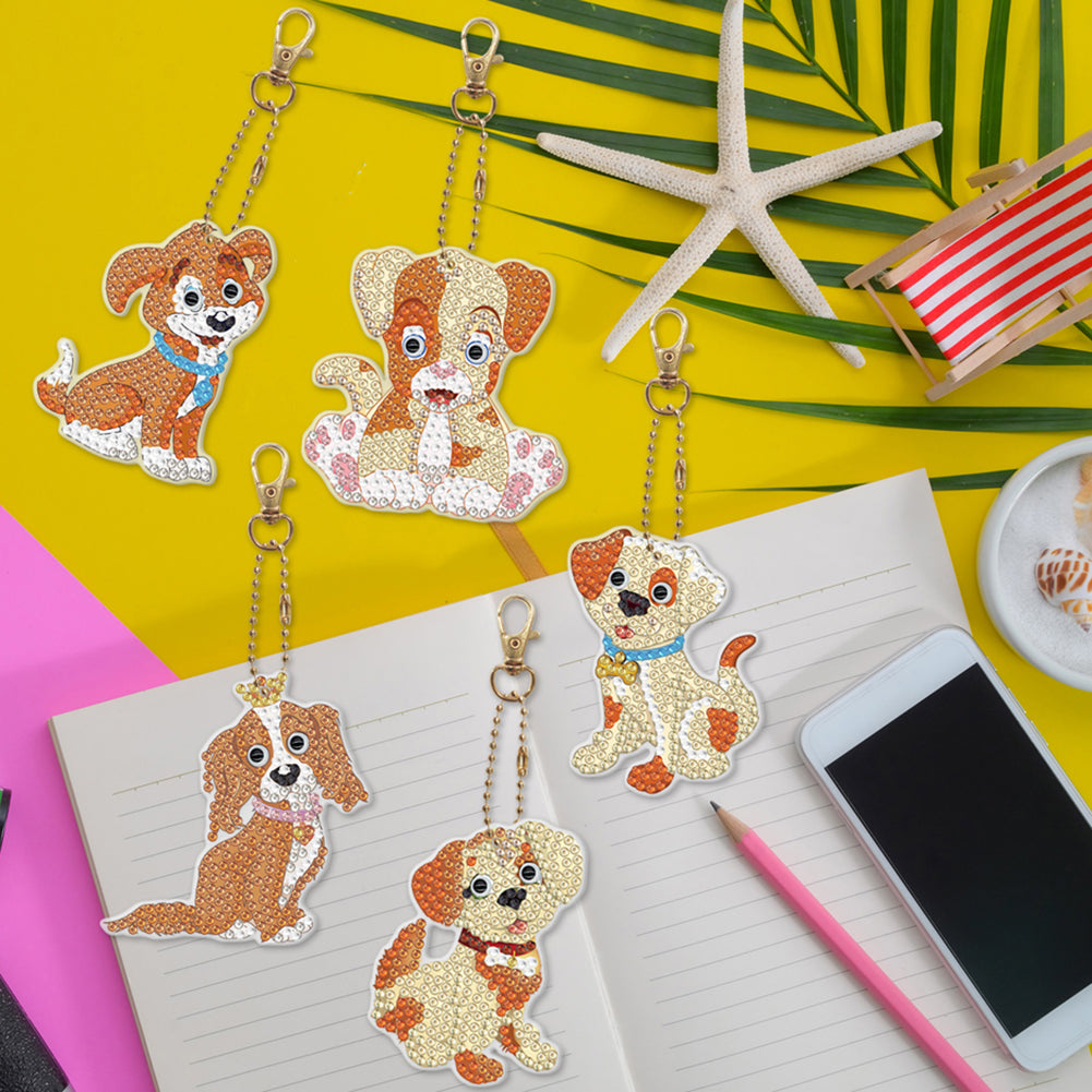 5D Diamond Painting Keyring Kits DIY Cartoon Animal Keychain Bag Pendant