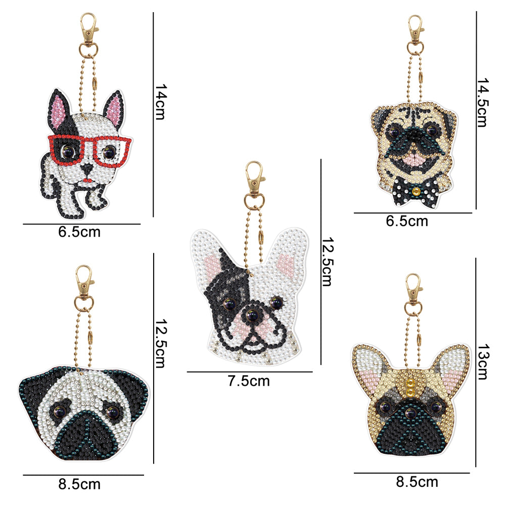 5D Diamond Painting Keyring Kits DIY Cartoon Animal Keychain Bag Pendant