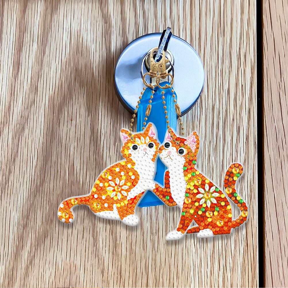 5D Diamond Painting Keyring Kits DIY Cartoon Animal Keychain Bag Pendant