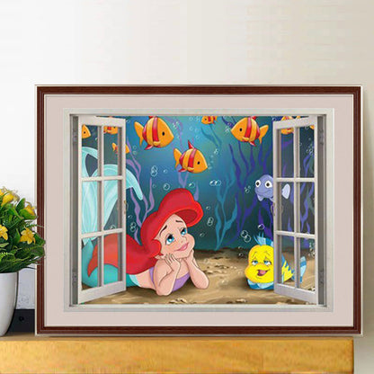 Clownfish Outside The Window - Full Round Drill Diamond Painting 40*30CM