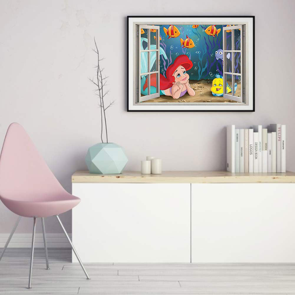 Clownfish Outside The Window - Full Round Drill Diamond Painting 40*30CM