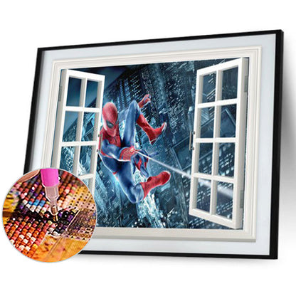 Spiderman Outside The Window - Full Round Drill Diamond Painting 40*30CM