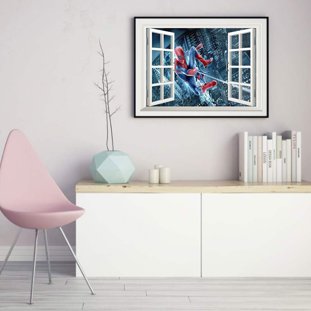 Spiderman Outside The Window - Full Round Drill Diamond Painting 40*30CM