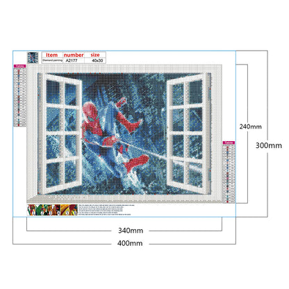 Spiderman Outside The Window - Full Round Drill Diamond Painting 40*30CM