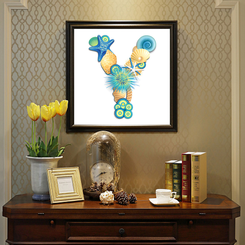 Shell Letter Y - Full Round Drill Diamond Painting 30*30CM