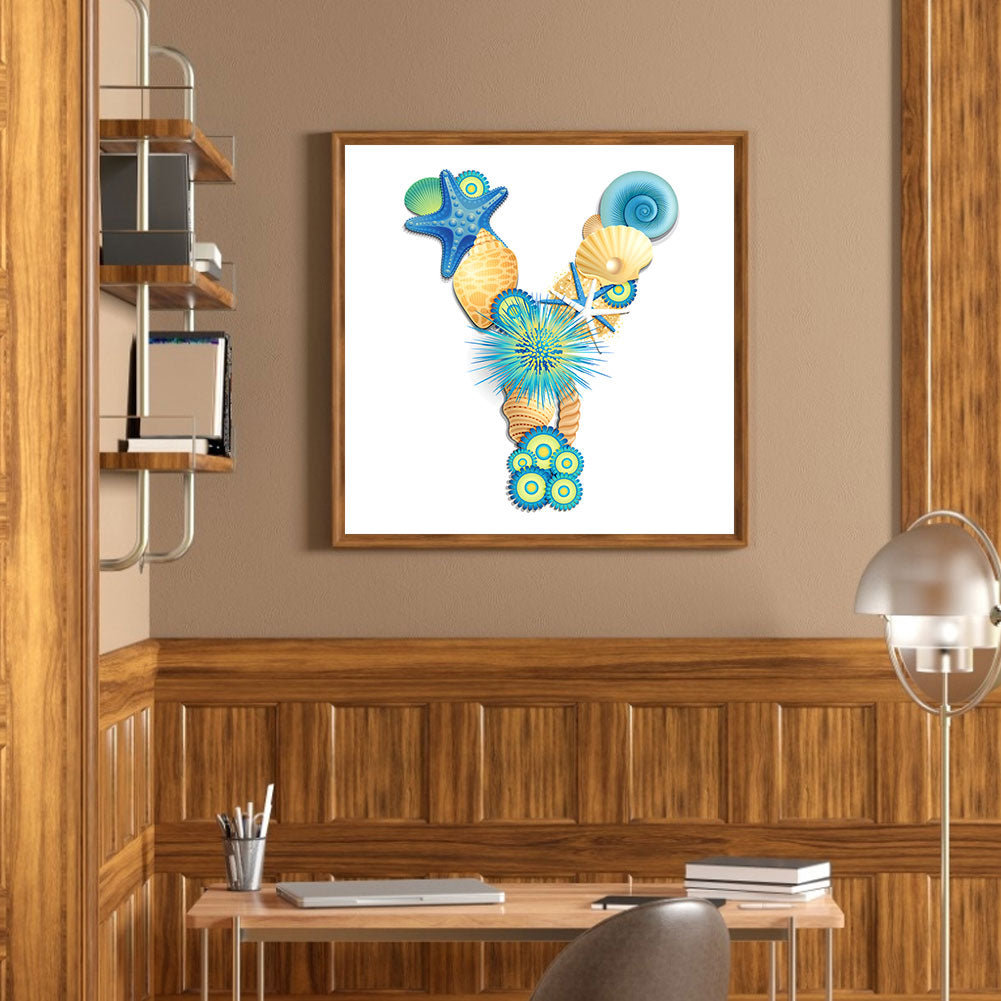 Shell Letter Y - Full Round Drill Diamond Painting 30*30CM