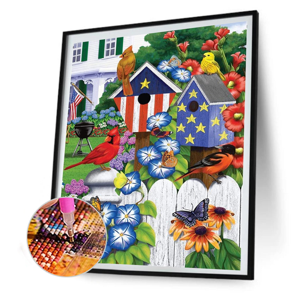 Bird Flower - Full Round Drill Diamond Painting 30*40CM