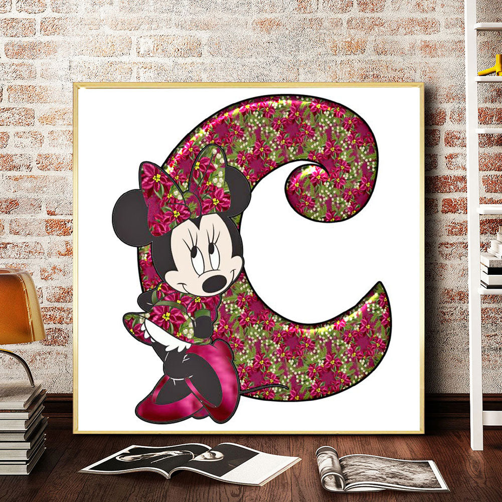 Mickey Mouse Letter C - Full Round Drill Diamond Painting 30*30CM