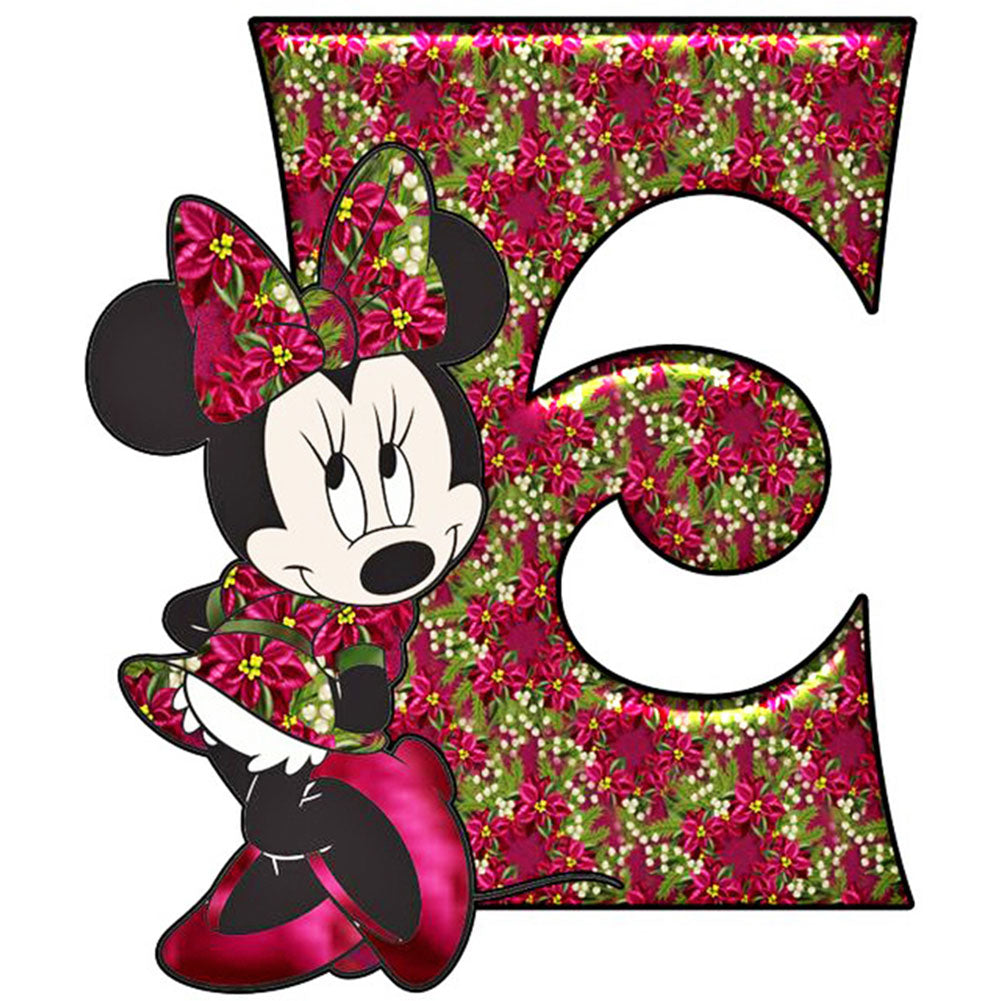 Mickey Mouse Letter E - Full Round Drill Diamond Painting 30*30CM