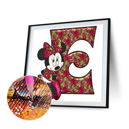 Mickey Mouse Letter E - Full Round Drill Diamond Painting 30*30CM