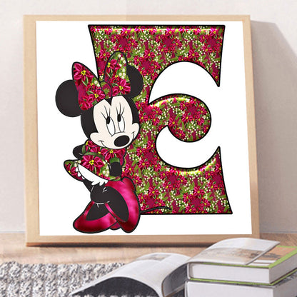 Mickey Mouse Letter E - Full Round Drill Diamond Painting 30*30CM