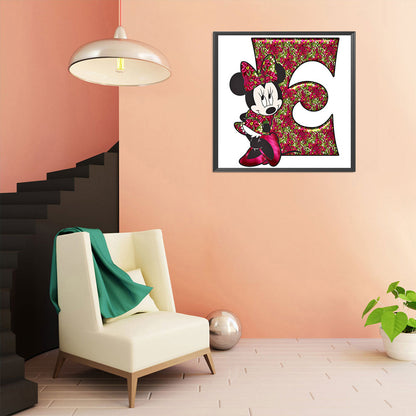 Mickey Mouse Letter E - Full Round Drill Diamond Painting 30*30CM