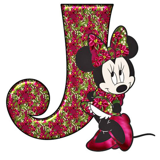 Mickey Mouse Letter J - Full Round Drill Diamond Painting 30*30CM