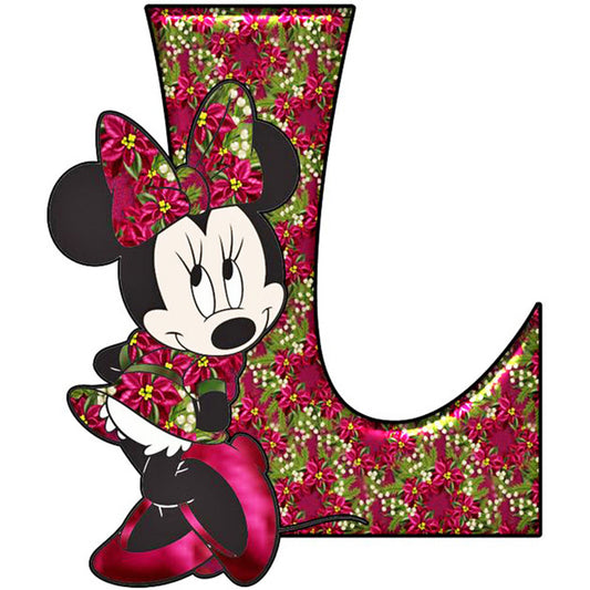 Mickey Mouse Letter L - Full Round Drill Diamond Painting 30*30CM