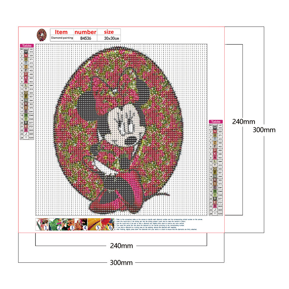 Mickey Mouse Letter O - Full Round Drill Diamond Painting 30*30CM