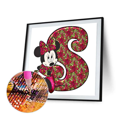 Mickey Mouse Letter S - Full Round Drill Diamond Painting 30*30CM