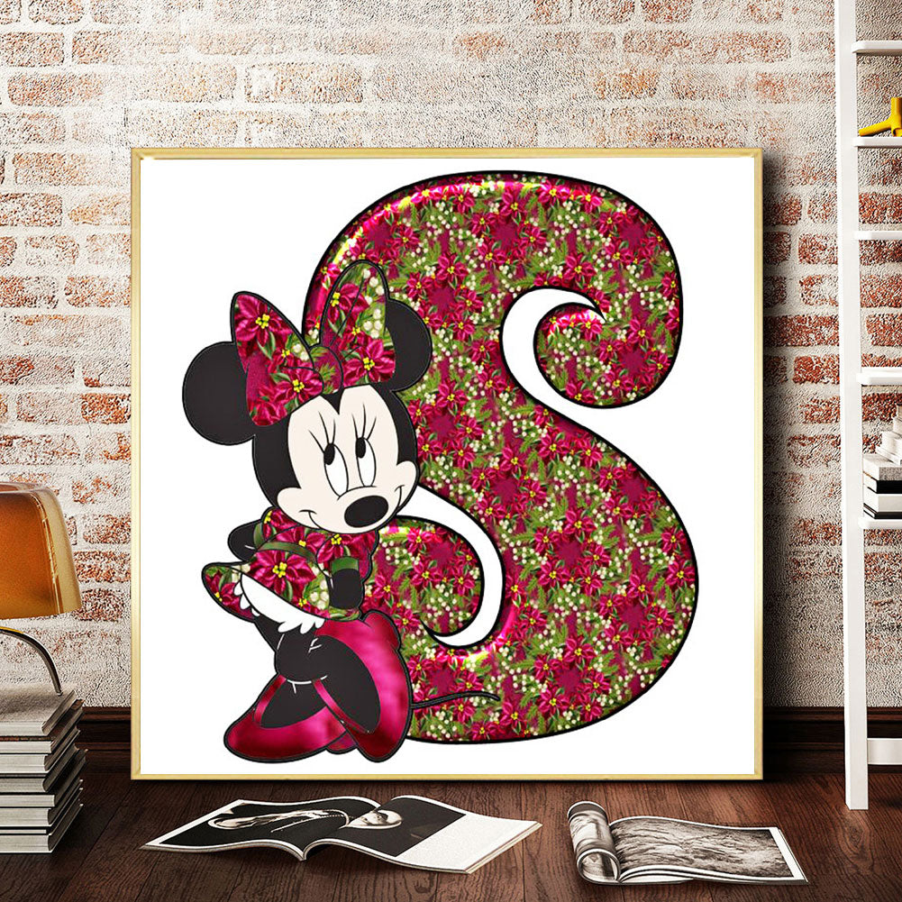 Mickey Mouse Letter S - Full Round Drill Diamond Painting 30*30CM