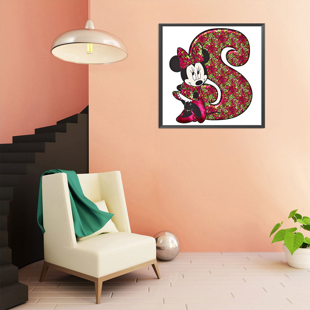 Mickey Mouse Letter S - Full Round Drill Diamond Painting 30*30CM