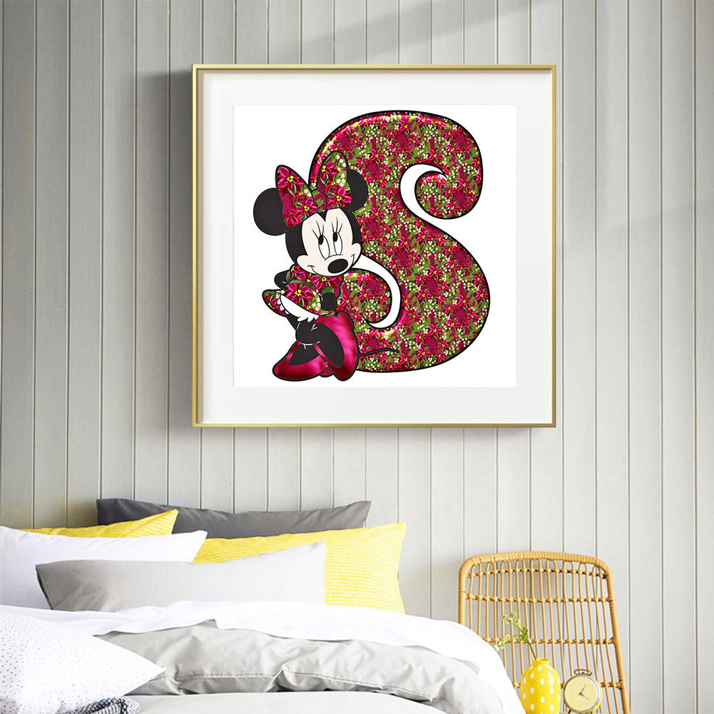 Mickey Mouse Letter S - Full Round Drill Diamond Painting 30*30CM