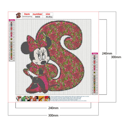 Mickey Mouse Letter S - Full Round Drill Diamond Painting 30*30CM