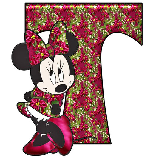 Mickey Mouse Letter T - Full Round Drill Diamond Painting 30*30CM