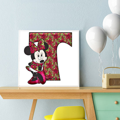 Mickey Mouse Letter T - Full Round Drill Diamond Painting 30*30CM