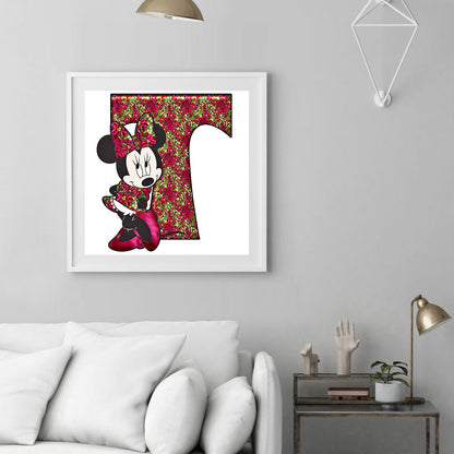 Mickey Mouse Letter T - Full Round Drill Diamond Painting 30*30CM