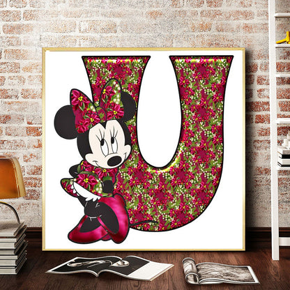 Mickey Mouse Letter U - Full Round Drill Diamond Painting 30*30CM