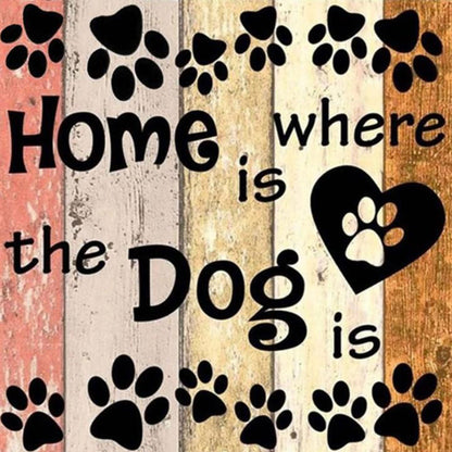 English Dog Footprints - Full Round Drill Diamond Painting 40*40CM