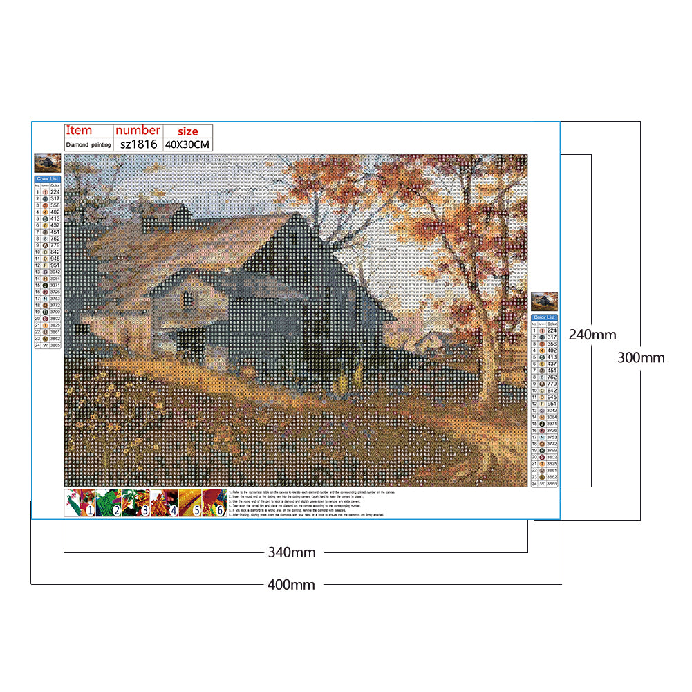 Country House - Full Round Drill Diamond Painting 40*30CM