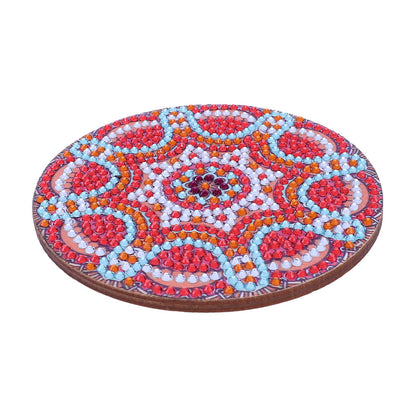 5D DIY Diamond Painting Mandala Wooden Round Coaster Cup Cushion Placemat