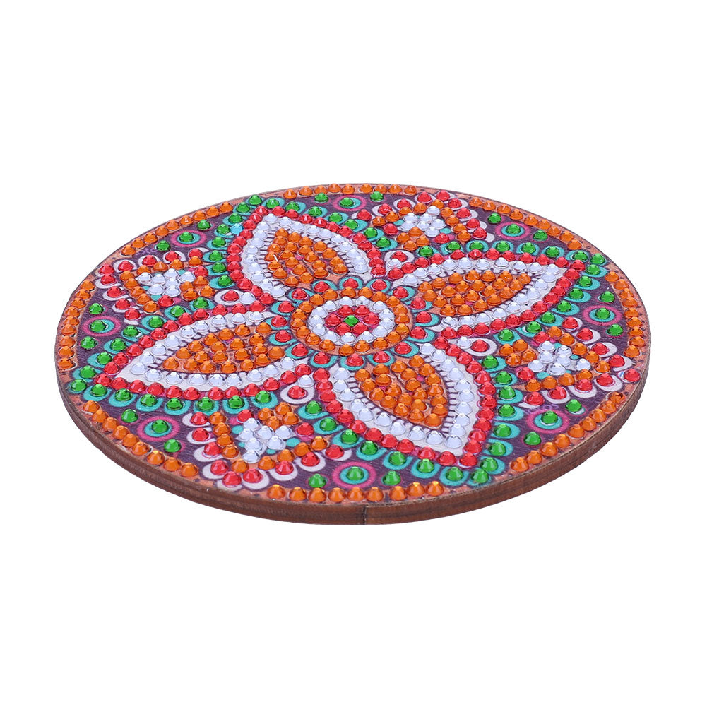 5D DIY Diamond Painting Mandala Wooden Round Coaster Cup Cushion Placemat