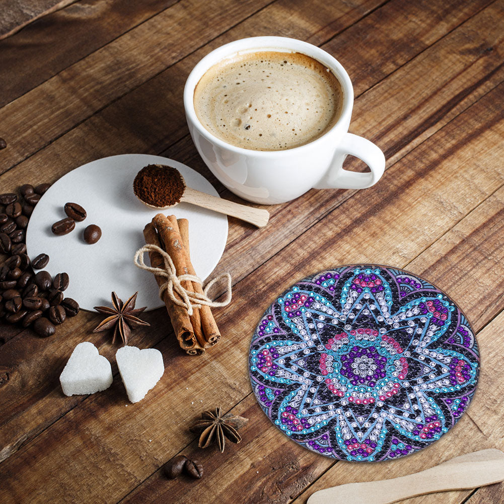 5D DIY Diamond Painting Mandala Wooden Round Coaster Cup Cushion Placemat