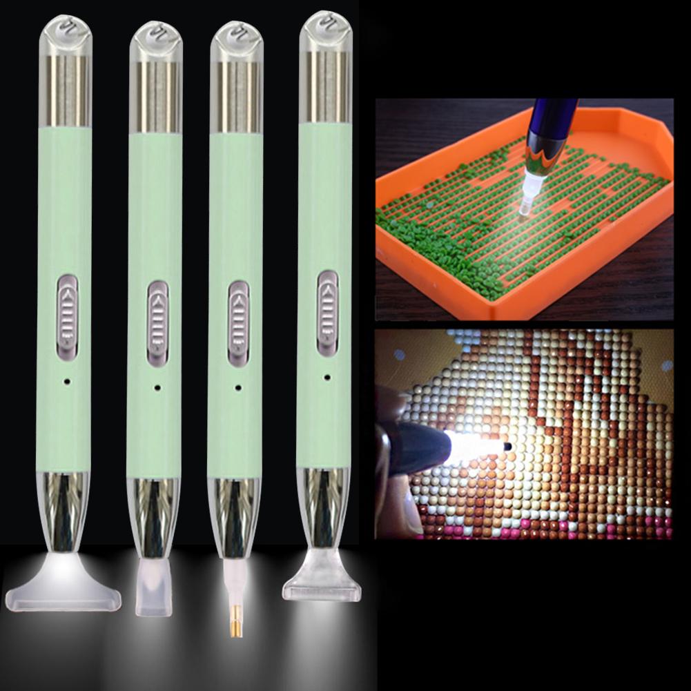 USB Recharge 5D Diamond Painting Embroidery Point Drill Pen Set (Green A)