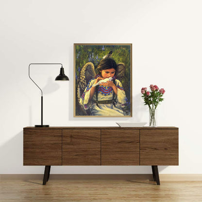 Pigeon Girl - Full Round Drill Diamond Painting 30*40CM