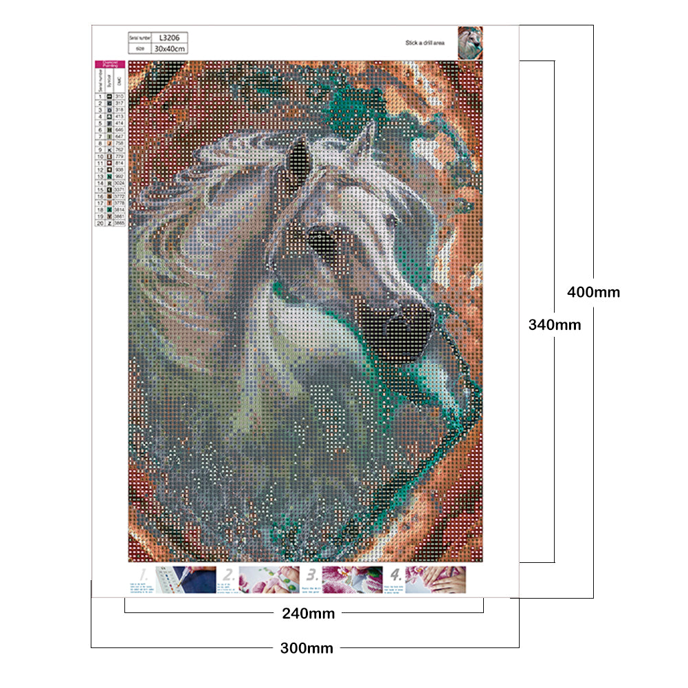 White Horse - Full Round Drill Diamond Painting 30*40CM