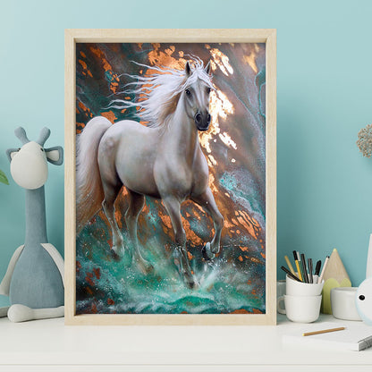 White Horse - Full Round Drill Diamond Painting 30*40CM