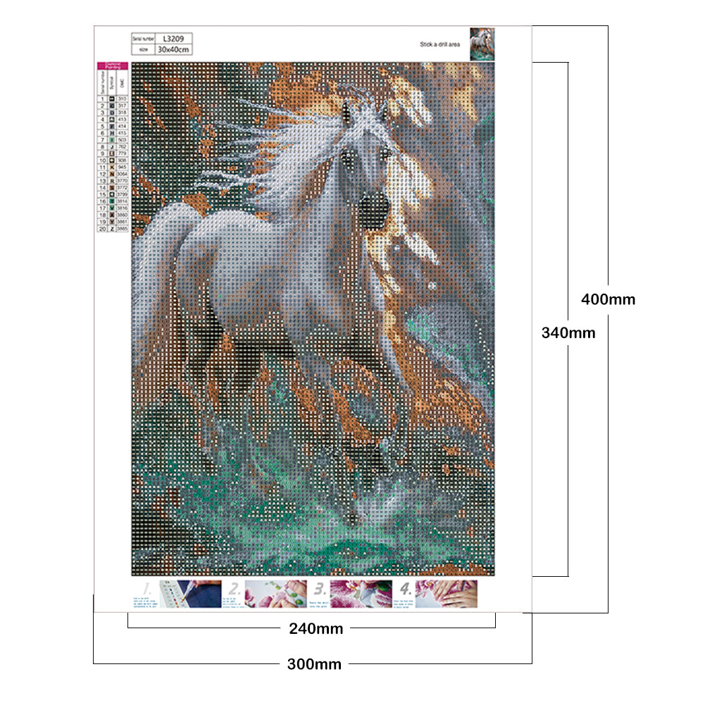 White Horse - Full Round Drill Diamond Painting 30*40CM