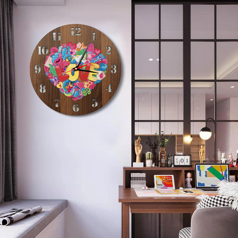 DIY Diamond Painting Wood Clock DIY Wall Art Crafts Mosaic Home Decorations