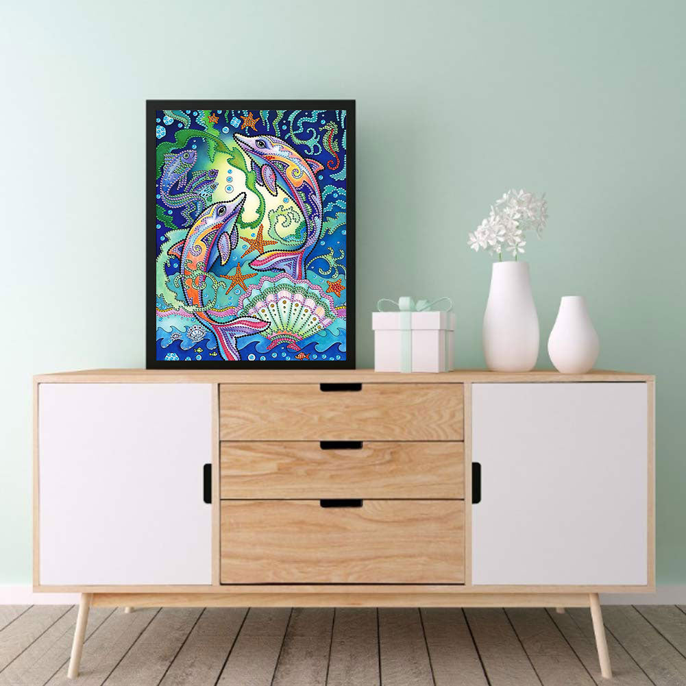 Dolphin - Special Shaped Drill Diamond Paiting 30*40CM